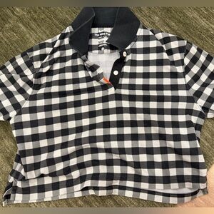 Nike Golf Polo women’s - Gingham  Black & White Check cropped loose fit Polo